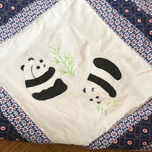Panda Quilt with Blue and White Pattern